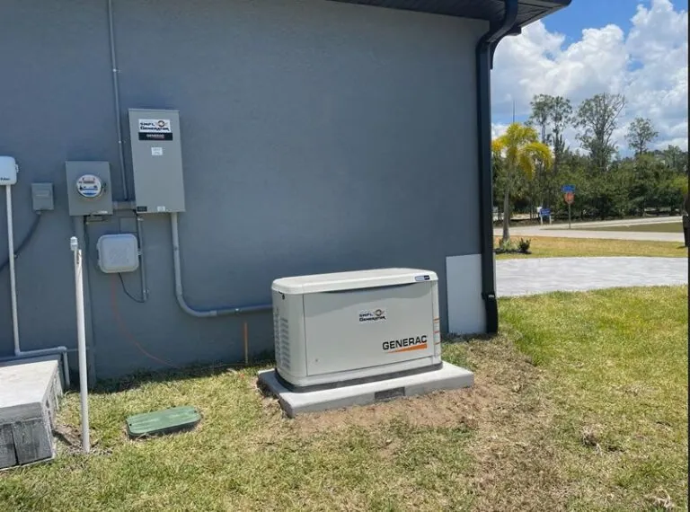 Standby generator installed beside a home